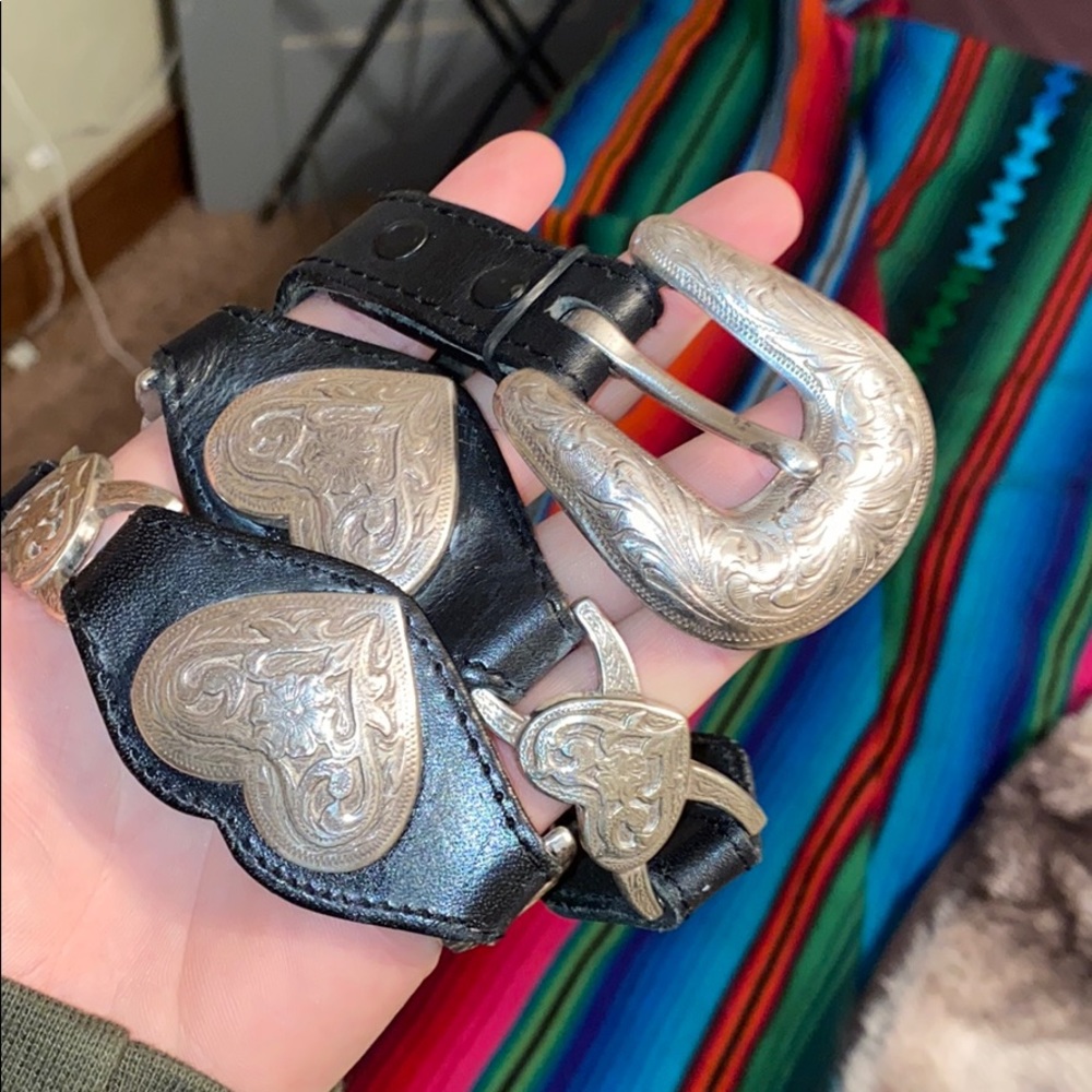 Vintage Tony Lama Heart Concho Belt